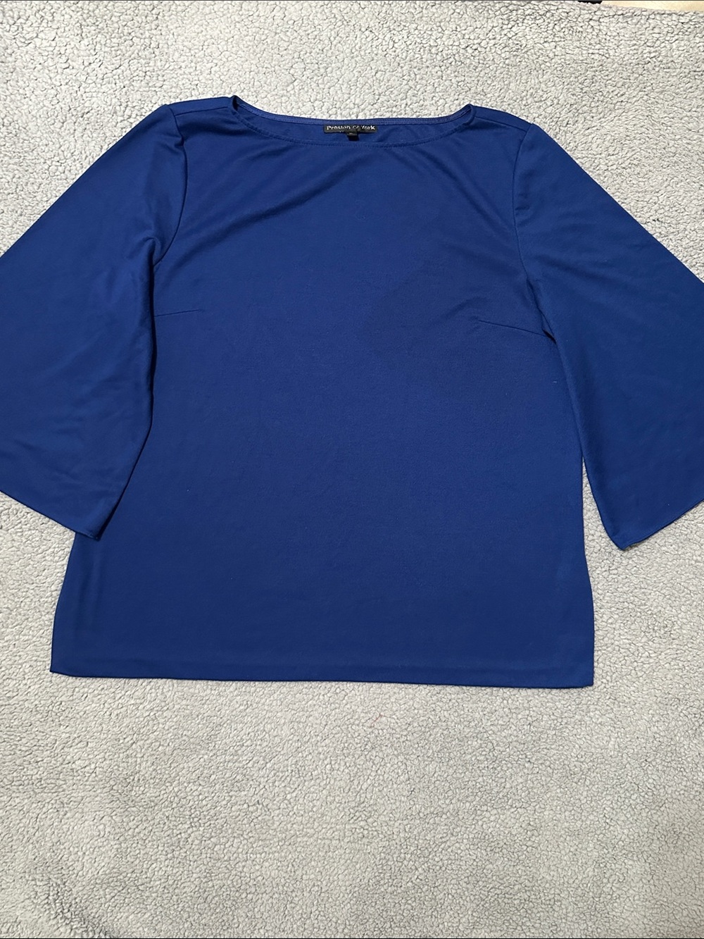 Preston & York Women’s Royal Blue Boat Neck Bell Sleeve Blouse Size XL